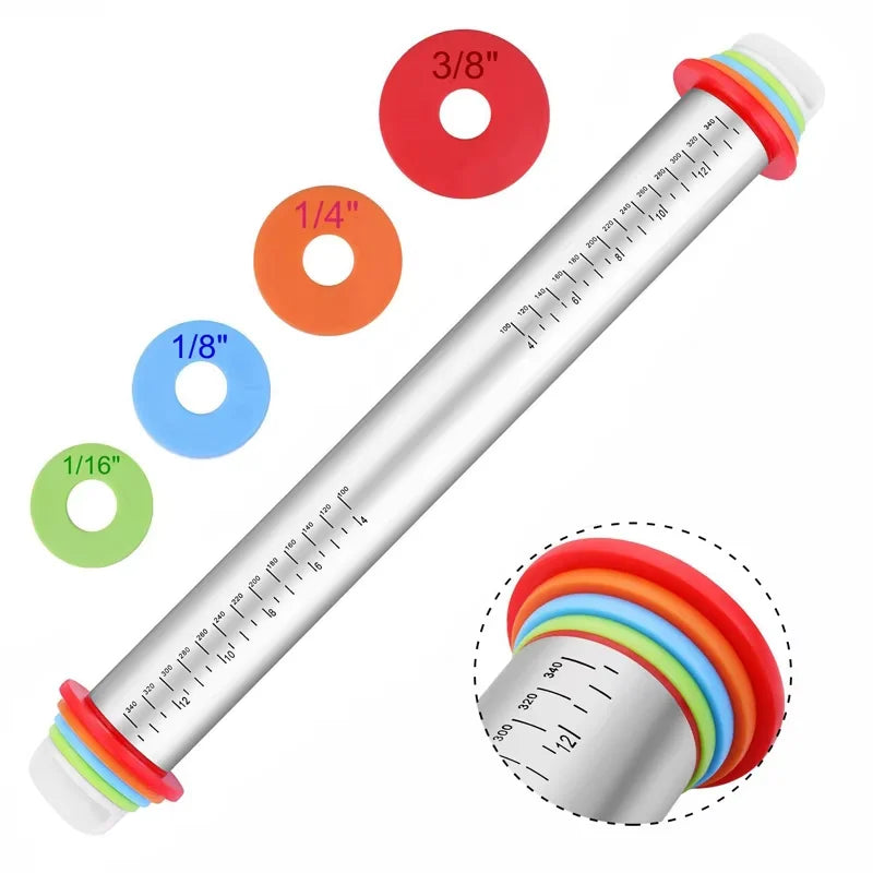 Stainless Steel Adjustable Rolling Pin with Baking Mat – 17 Inch