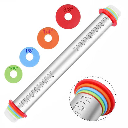 Stainless Steel Adjustable Rolling Pin with Baking Mat – 17 Inch