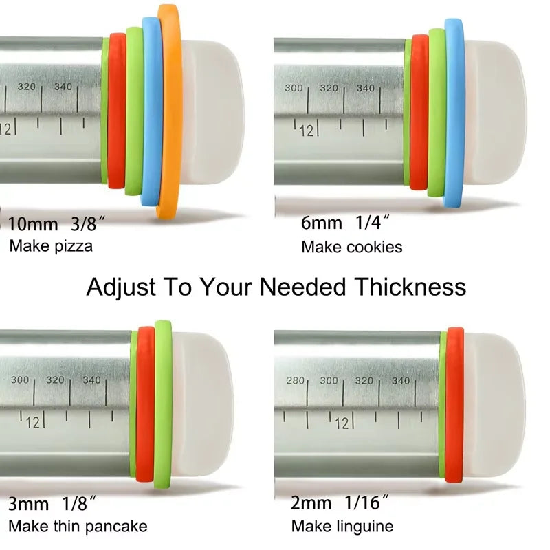 Stainless Steel Adjustable Rolling Pin with Baking Mat – 17 Inch