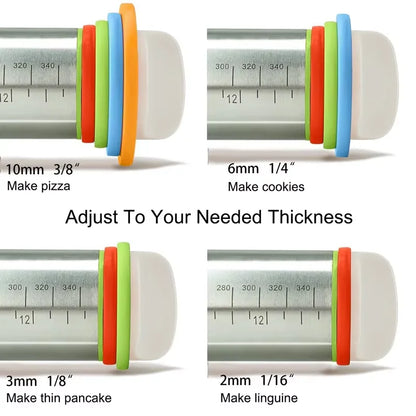 Stainless Steel Adjustable Rolling Pin with Baking Mat – 17 Inch