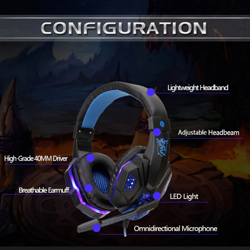 LED Gaming Headset with Microphone