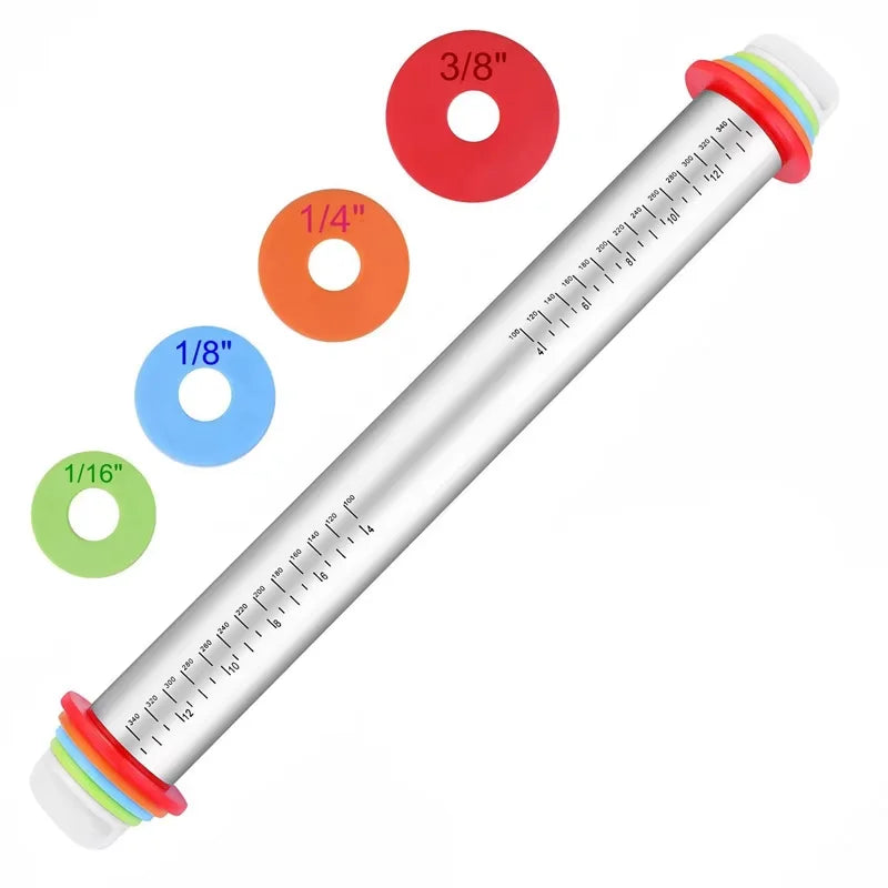 Stainless Steel Adjustable Rolling Pin with Baking Mat – 17 Inch