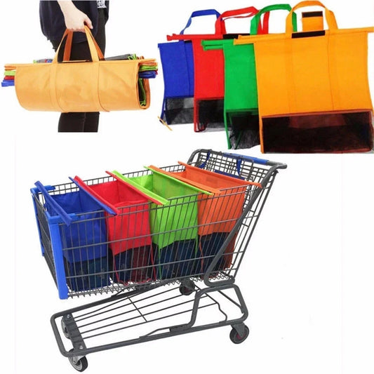 Foldable Trolley Bags – 4 Pcs Reusable Shopping Storage Set